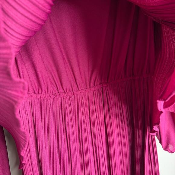 Vintage 80s Discoveries Unlimited Pleated Dress Purple Bow Secretary L XL - Picture 5 of 8